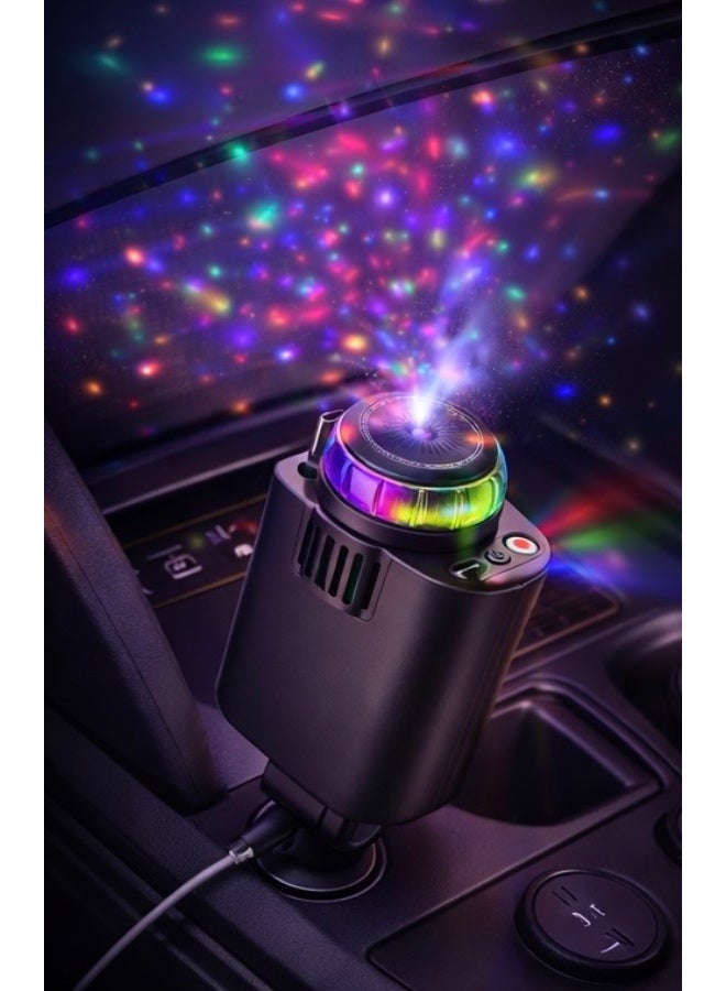 Starlight شاحن سيارة 5 في 1 مع ضوء النجوم 45 واط مع Type-C PD 30 واط وشحن سريع USB – جهاز عرض ضوء النجوم مع موزع عطر وكابل قابل للسحب – عالمي 12 فولت-24 فولت - Image 4